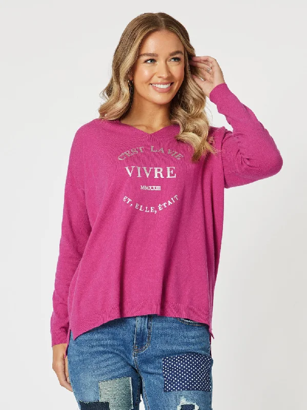 Threadz Ciest La Vie Sweat Fuchsia