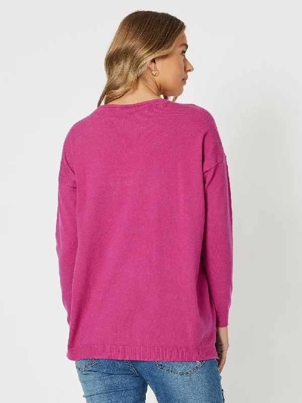 Threadz Ciest La Vie Sweat Fuchsia