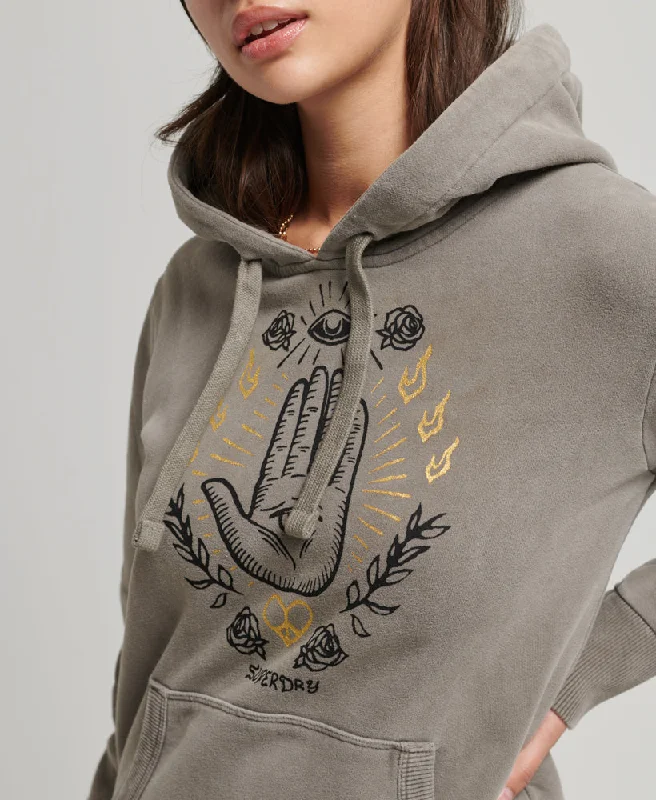 Vintage Peace & Love Hoodie | Dark Khaki