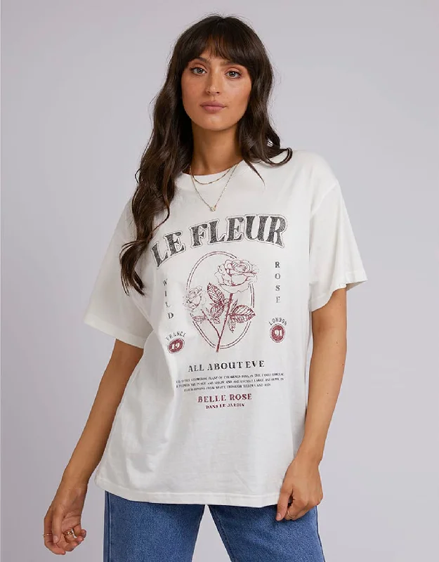 Wild Rose Oversized Tee - Vintage White