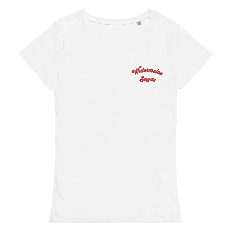 WATERMELON SUGAR Left Chest Embroidered Women’s Fitted Organic T-shirt