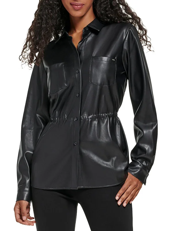 Womens Faux Leather Lightweight Motorcycle Jacket