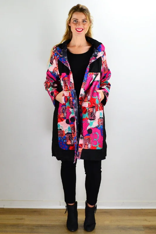 Abstract Print Fuchsia Corduroy Jacket