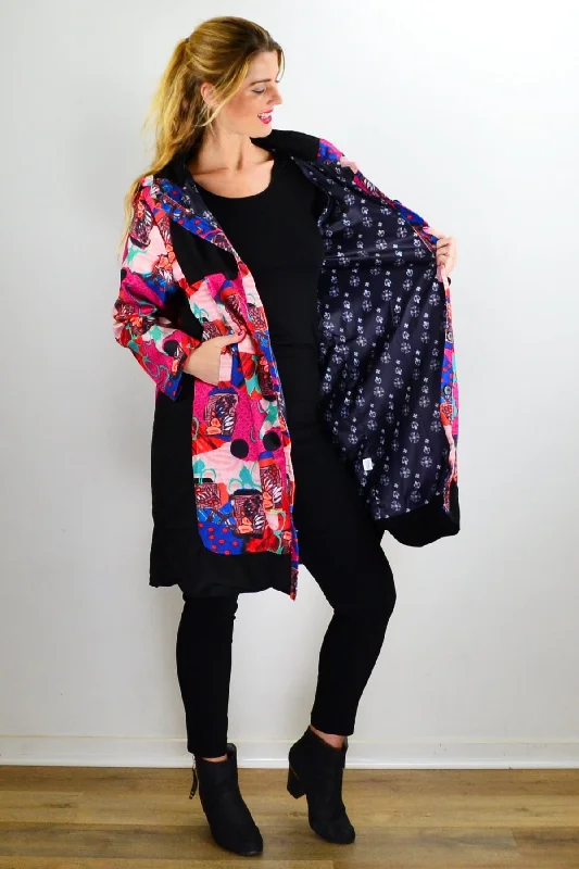 Abstract Print Fuchsia Corduroy Jacket