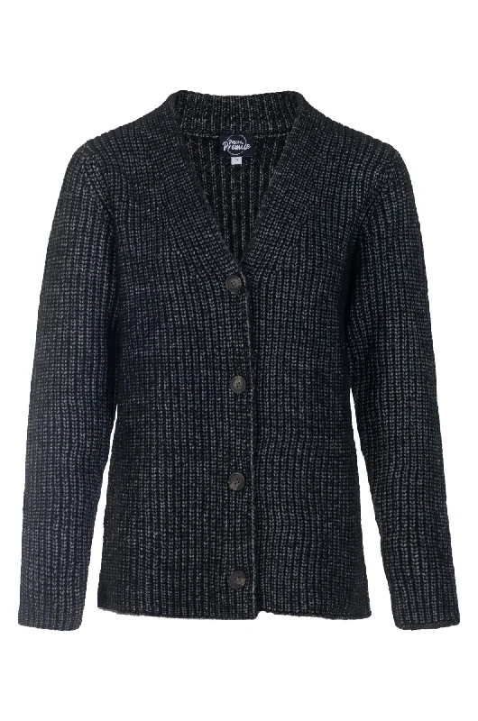 Fisher rib V neck Cardigan | CHARCOAL MARL | 7273ZZ