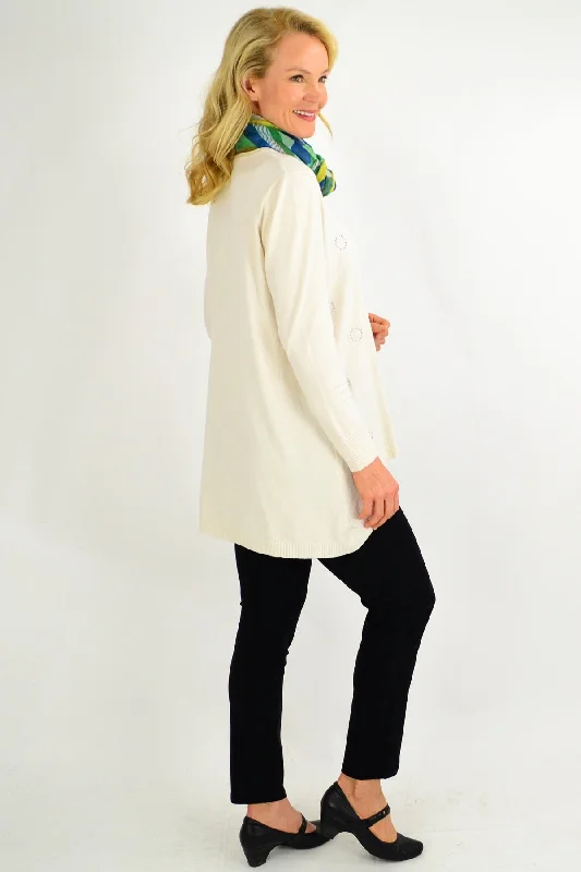 Cream Diamante Wool Blend Tunic Jumper