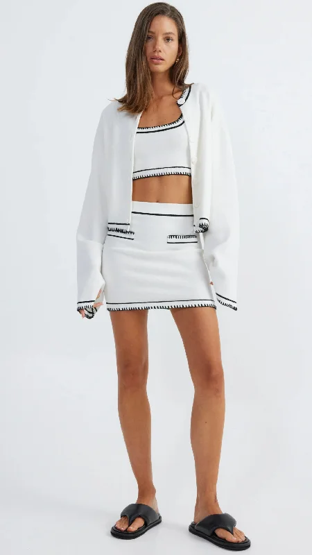 Daphne Cardigan - White / Black