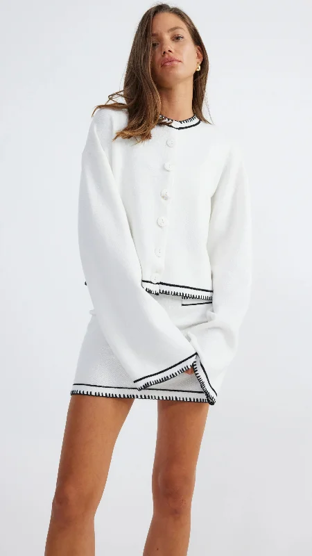 Daphne Cardigan - White / Black