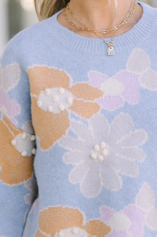 Easy To Love Blue Floral Sweater