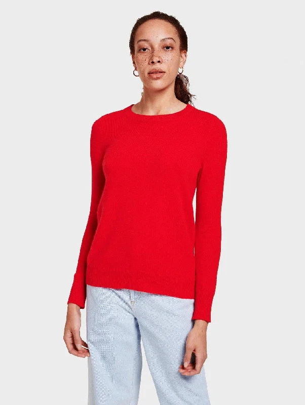 Essential Cashmere Crewneck (Sunset Red Heather)