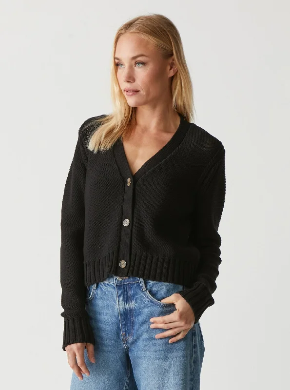 Fran Cropped Cardigan - Black