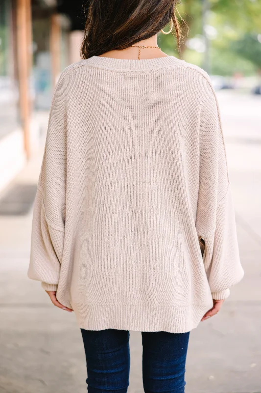 Give You Joy Taupe White Dolman Sweater