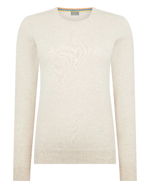 The Jockey Club Women's Round Neck Cashmere Jumper Ecru White