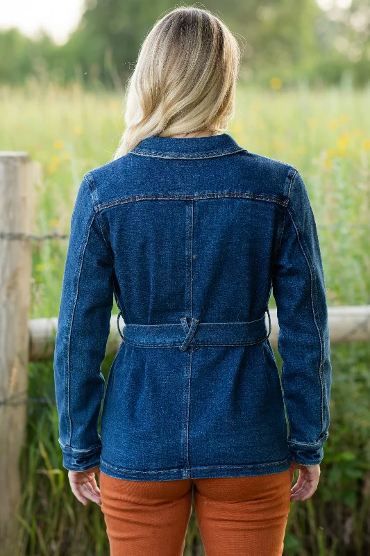 Judy Blue Mid Length Denim Utility Jacket