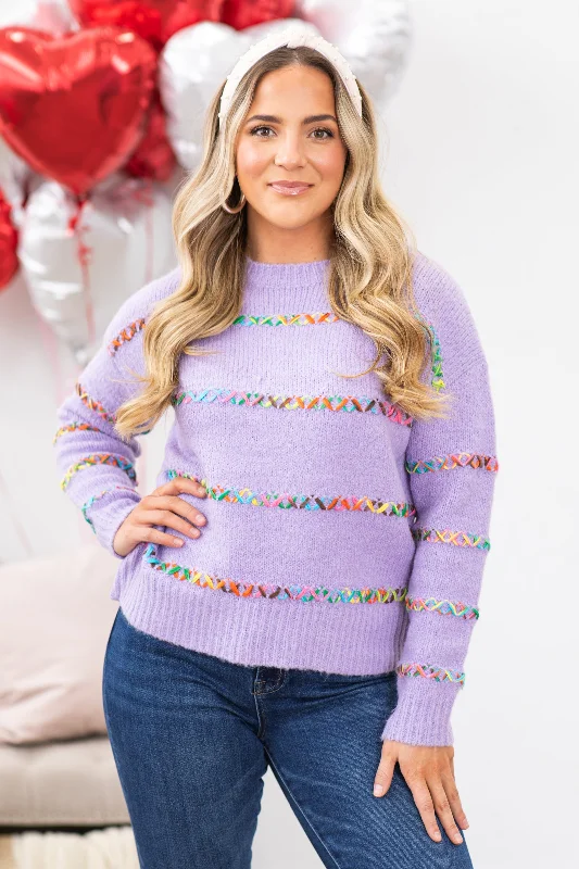 Lavender Multicolor Stripe Sweater