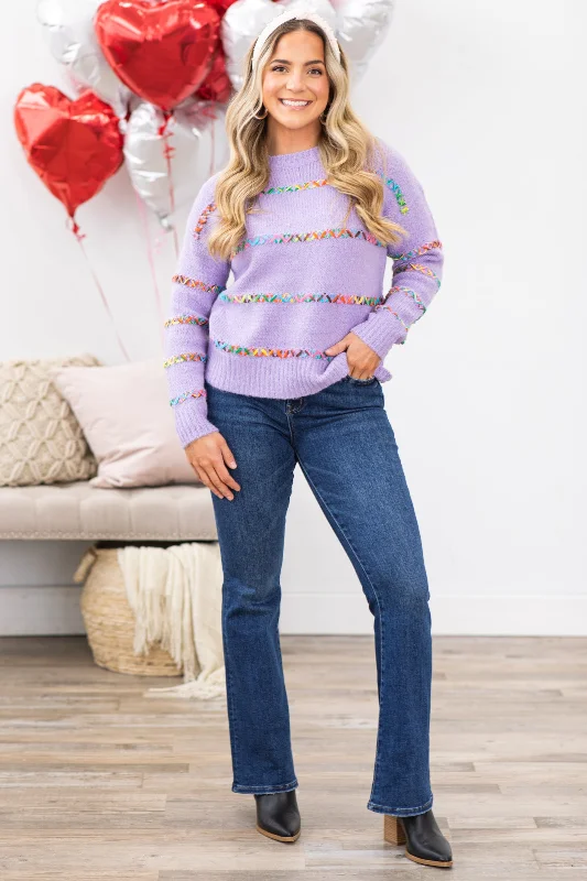 Lavender Multicolor Stripe Sweater