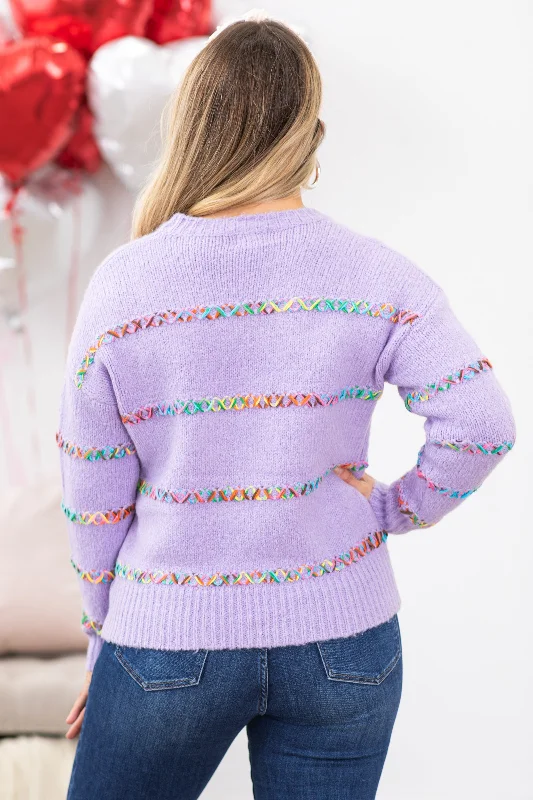 Lavender Multicolor Stripe Sweater