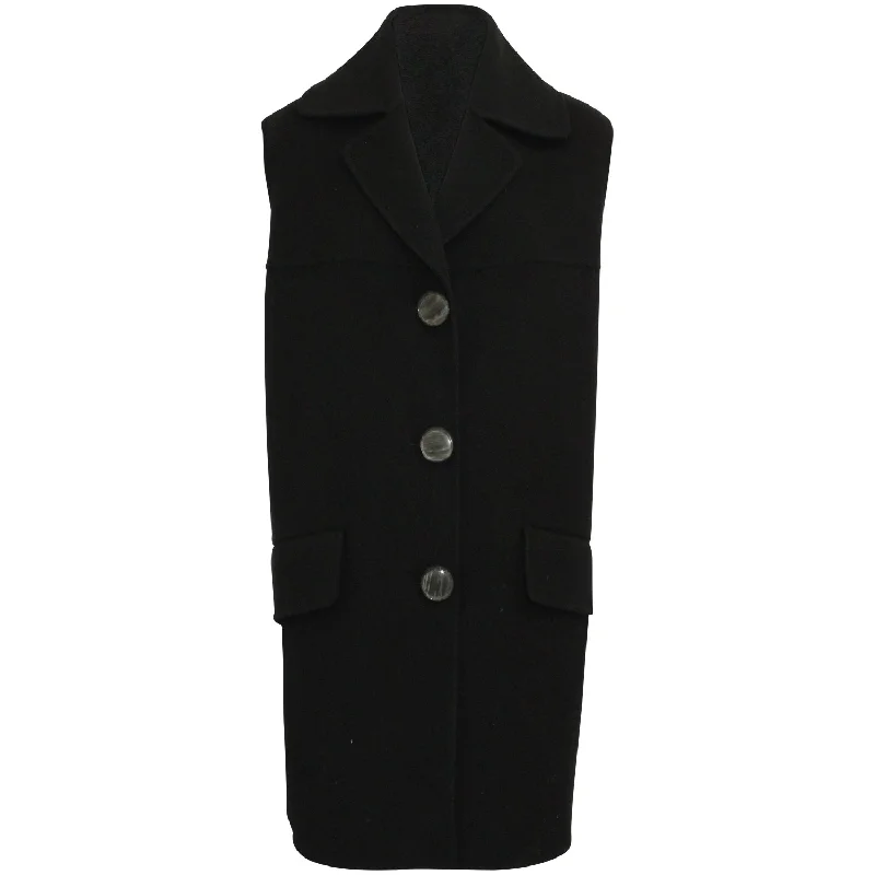 Marni Long Vest in Black Cotton Wool