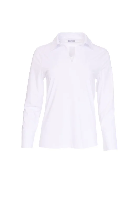 Naya White Cotton Collar Cuff Top