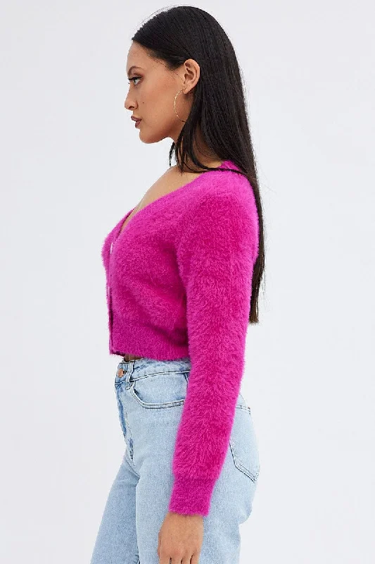 Pink Fluffy Cardigan