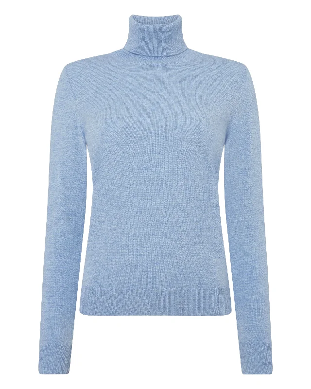 Women's Luna Roll Neck Cashmere Jumper Cornflower Blue