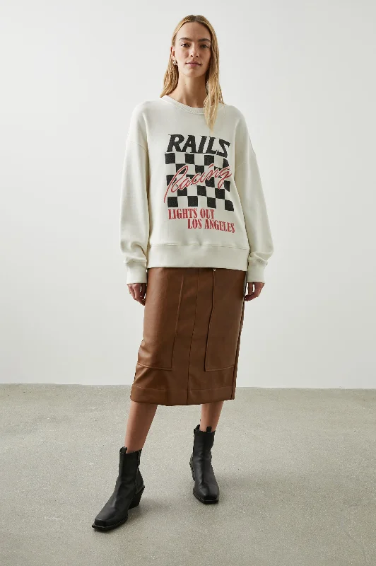 RELAXED CREW SWEATSHIRT - IVORY RAILS RACING