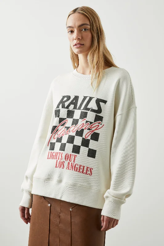 RELAXED CREW SWEATSHIRT - IVORY RAILS RACING