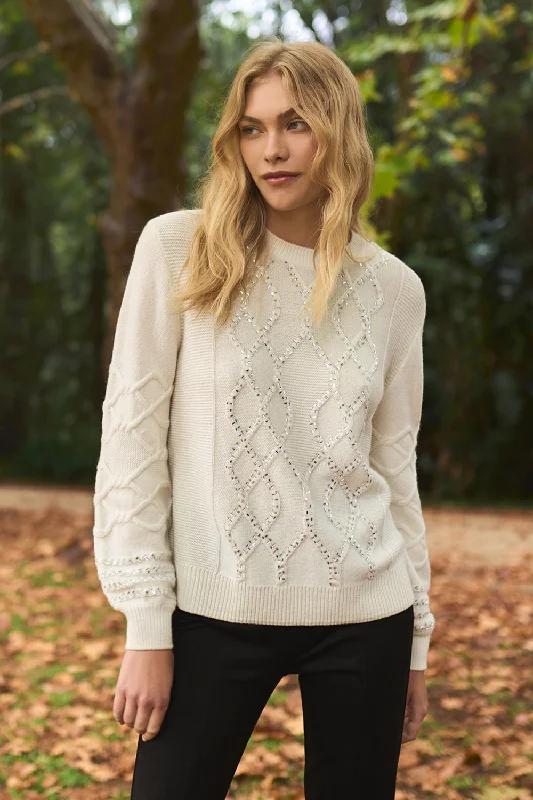 Cable Knit Diamante Jumper