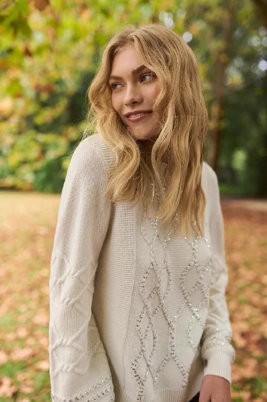 Cable Knit Diamante Jumper