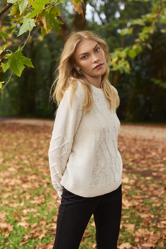 Cable Knit Diamante Jumper