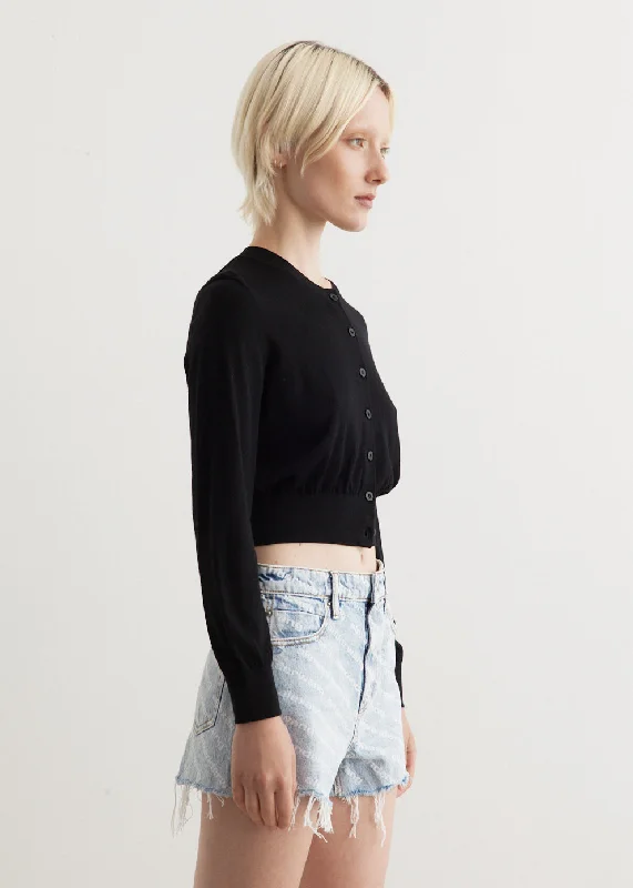 Superfine Cropped Crewneck Cardigan