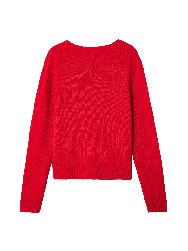 'Tiger Queen' Red Cashmere Crew