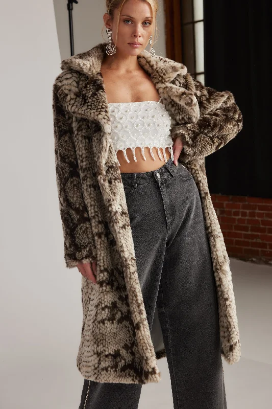 Vivienne Grey Snake Faux Fur Jacket