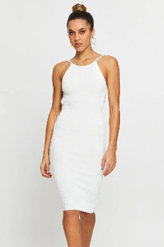 White Bodycon Dress Knit