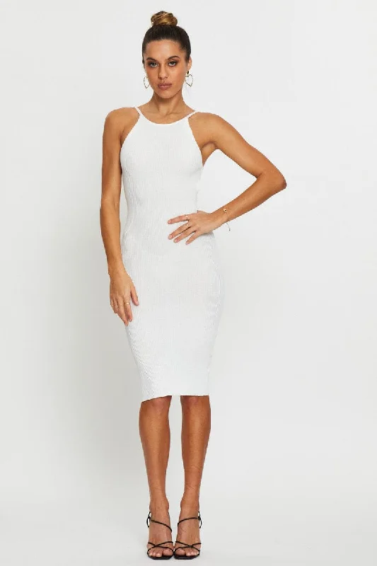 White Bodycon Dress Knit