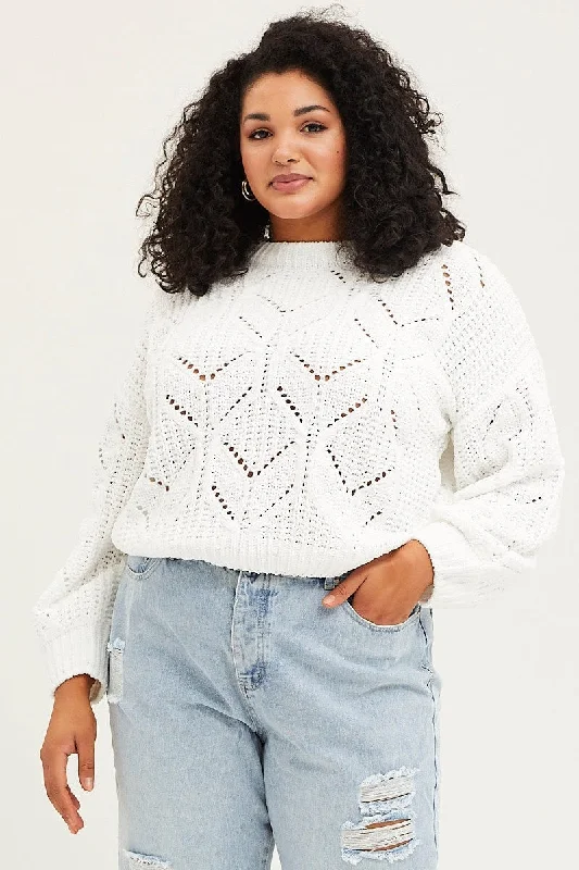 White Cable Knit Top