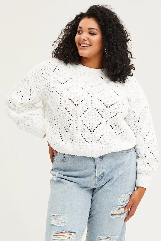 White Cable Knit Top