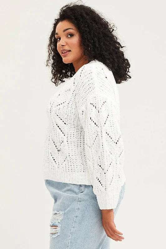 White Cable Knit Top