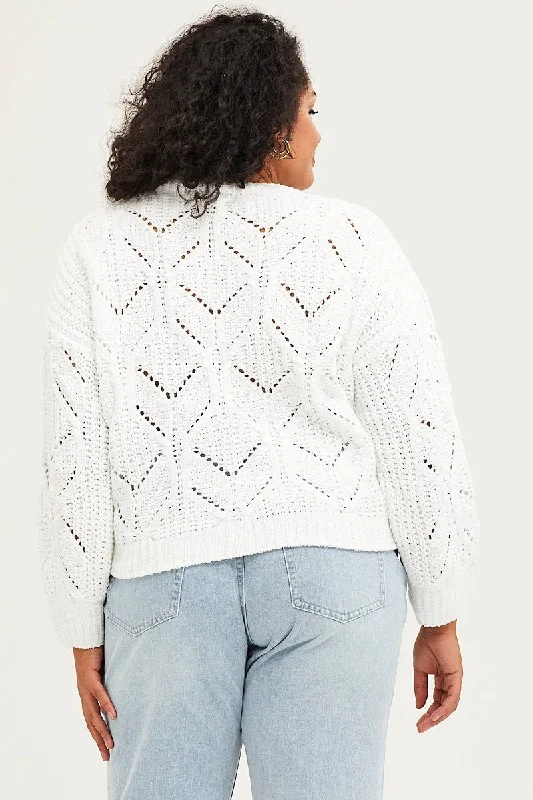 White Cable Knit Top