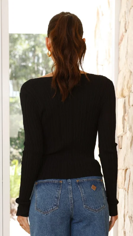 Wilma Long Sleeve Top - Black