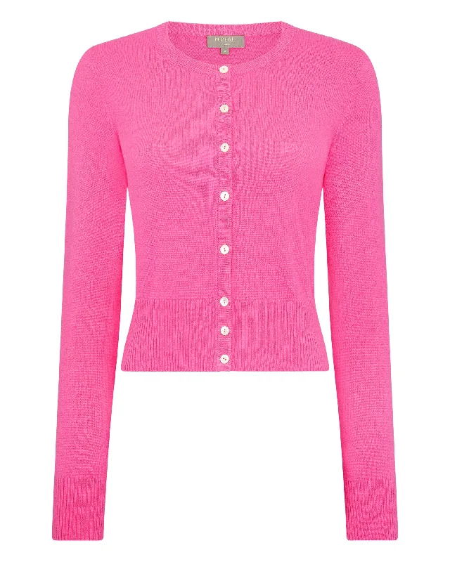 Women's Ivy Cropped Cashmere Cardigan Vibrant Pink