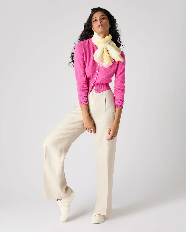 Women's Ivy Cropped Cashmere Cardigan Vibrant Pink