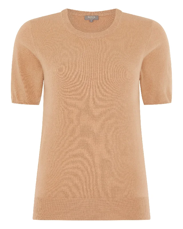 Women's Milly Classic Cashmere T Shirt Sahara Brown