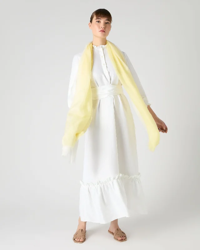 Women's Iris Ruffle Linen Dress White