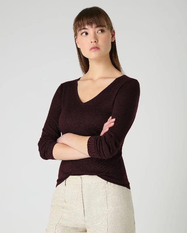 Women's Imogen Superfine Cashmere V Neck Jumper Clove Brown