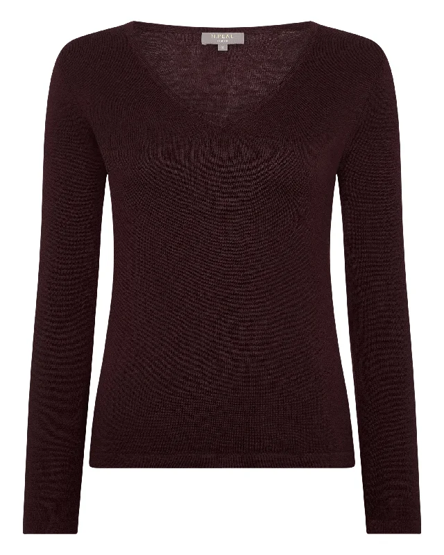 Women's Imogen Superfine Cashmere V Neck Jumper Clove Brown