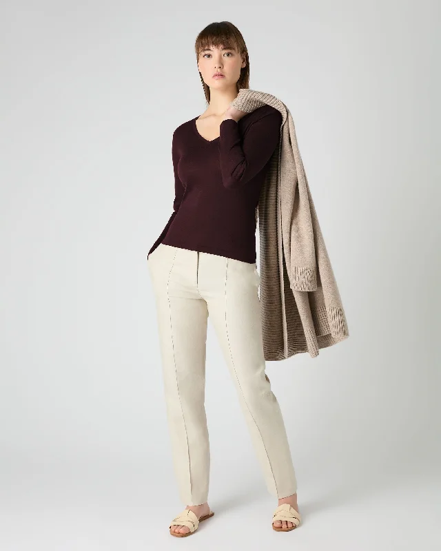 Women's Imogen Superfine Cashmere V Neck Jumper Clove Brown